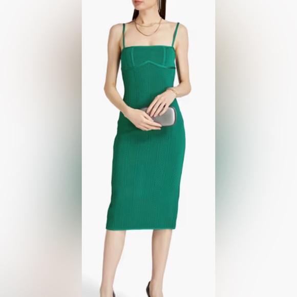 HERVÉ LÉGER - New with tag - Size XS - Emerald ribbed bandage dress - Picture 2 of 6